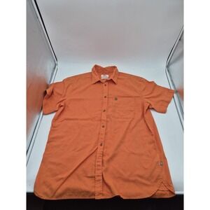 Fjall Raven Shirt Mens XL Orange Short Sleeve Button Front Lightweight Pocket